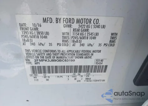 2016 Ford Edge Sel from USA, damaged, VIN 2FMPK3J89GBC63199